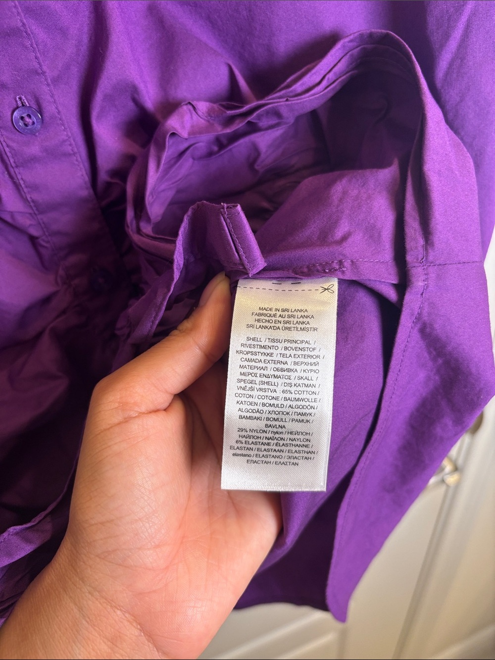 Lauren Ralph Lauren Purple Ruched Front Button-Up Blouse Size 12 - Picture 4 of 4
